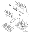 CONTROL PANEL & COOKTOP Diagram and Parts List for JGB918BEK6BB  General Electric Range