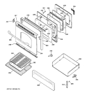 DOOR & DRAWER PARTS Diagram and Parts List for JGBP34SEL4SS  General Electric Range