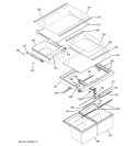 FRESH FOOD SHELVES Diagram and Parts List for GTS22ISSARSS  General Electric Refrigerator