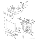 ESCUTCHEON & DOOR ASSEMBLY Diagram and Parts List for GHDA350N10WW  General Electric Dishwasher