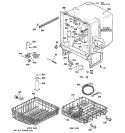Part Location Diagram of WD28X10203 GE TOWER UPPER RACK