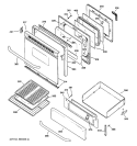 DOOR & DRAWER PARTS Diagram and Parts List for JGBP33SEL4SS  General Electric Range