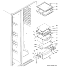 FRESH FOOD SHELVES Diagram and Parts List for GCE23LGWAFWW  General Electric Refrigerator