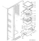 FRESH FOOD SHELVES Diagram and Parts List for GCF23KGWDBB  General Electric Refrigerator