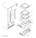 FRESH FOOD SHELVES Diagram and Parts List for GSS22JETEBB  General Electric Refrigerator