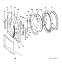 FRONT PANEL & DOOR Diagram and Parts List for WBVH5100H1WW  General Electric Washer