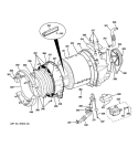 TUB & MOTOR Diagram and Parts List for WBVH5100H1WW  General Electric Washer