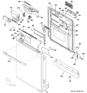 ESCUTCHEON & DOOR ASSEMBLY Diagram and Parts List for PDW9880N20SS  General Electric Dishwasher