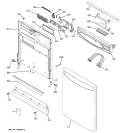 ESCUTCHEON & DOOR ASSEMBLY Diagram and Parts List for PDW7380N20SS  General Electric Dishwasher
