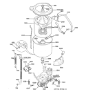 WASHER MOTOR & TUB Diagram and Parts List for WSM2700WEWWW  General Electric Washer Dryer Combo
