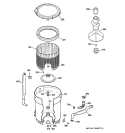 TUB, BASKET & AGITATOR Diagram and Parts List for WWSE5240G0WW  General Electric Washer