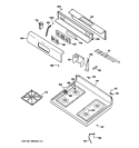 CONTROL PANEL & COOKTOP Diagram and Parts List for JGBP28WEK4WW  General Electric Range
