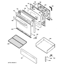 DOOR & DRAWER PARTS Diagram and Parts List for JGBP28WEK4WW  General Electric Range