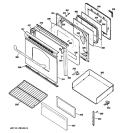 DOOR & DRAWER PARTS Diagram and Parts List for JBP27DM1CC  General Electric Range