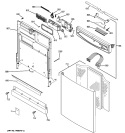 ESCUTCHEON & DOOR ASSEMBLY Diagram and Parts List for GLD6900N20WW  General Electric Dishwasher