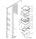FRESH FOOD SHELVES Diagram and Parts List for GSF25XGWAWW  General Electric Refrigerator