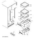 FRESH FOOD SHELVES Diagram and Parts List for GSE25KETCFWW  General Electric Refrigerator
