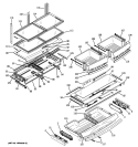 FRESH FOOD SHELVES Diagram and Parts List for PFCF1PJXAWW  General Electric Refrigerator