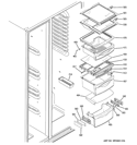FRESH FOOD SHELVES Diagram and Parts List for PHG25MGTAFBB  General Electric Refrigerator