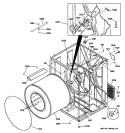 CABINET & DRUM Diagram and Parts List for DCCH43GF1WW  General Electric Dryer
