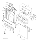 ESCUTCHEON & DOOR ASSEMBLY Diagram and Parts List for GLD6710N10SS  General Electric Dishwasher