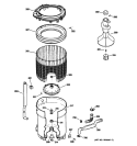 TUB, BASKET & AGITATOR Diagram and Parts List for WMCD2050H4WC  General Electric Washer