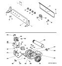 BACKSPLASH, BLOWER & MOTOR ASSEMBLY Diagram and Parts List for DLSR483EG3WW  General Electric Dryer