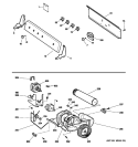 BACKSPLASH, BLOWER & MOTOR ASSEMBLY Diagram and Parts List for DLSR483GG3WW  General Electric Dryer