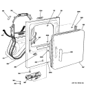 FRONT PANEL & DOOR Diagram and Parts List for DCCB330GG3WC  General Electric Dryer