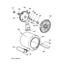 DRUM Diagram and Parts List for DISR333FC7WW  General Electric Dryer