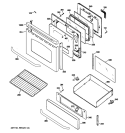 DOOR & DRAWER PARTS Diagram and Parts List for JGBP36SEM2SS  General Electric Range
