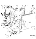 FRONT PANEL & DOOR Diagram and Parts List for DCCB330GG4WC  General Electric Dryer