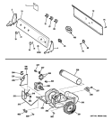 BACKSPLASH, BLOWER & MOTOR ASSEMBLY Diagram and Parts List for DRSR483EG5WW  General Electric Dryer