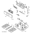 CONTROL PANEL & COOKTOP Diagram and Parts List for PGB900DEM2CC  General Electric Range