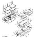 FRESH FOOD SHELVES Diagram and Parts List for PDCS1NBXBLSS  General Electric Refrigerator