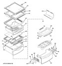 FRESH FOOD SHELVES Diagram and Parts List for PSC23SHTISS  General Electric Refrigerator