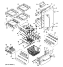 DOORS & SHELVES Diagram and Parts List for GDL20KCSCBS  General Electric Refrigerator