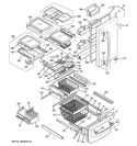 DOORS & SHELVES Diagram and Parts List for PDW22SISBRSS  General Electric Refrigerator