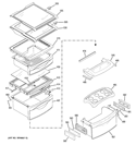 FRESH FOOD SHELVES Diagram and Parts List for PSI23NGWACV  General Electric Refrigerator