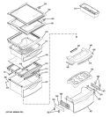 FRESH FOOD SHELVES Diagram and Parts List for PIE23NGTIFKB  General Electric Refrigerator