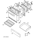 DOOR & DRAWER PARTS Diagram and Parts List for JGBP27DEM3WW  General Electric Range