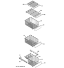 FREEZER SHELVES Diagram and Parts List for GSF25LGWACC  General Electric Refrigerator