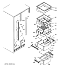 FRESH FOOD SHELVES Diagram and Parts List for BSS25JFTHWW  General Electric Refrigerator