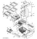 DOORS & SHELVES Diagram and Parts List for GDL22KCWCSS  General Electric Refrigerator