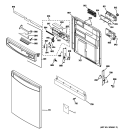 ESCUTCHEON & DOOR ASSEMBLY Diagram and Parts List for GLD8760N20SS  General Electric Dishwasher