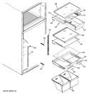 FRESH FOOD SHELVES Diagram and Parts List for GTS18QBTXRWW  General Electric Refrigerator