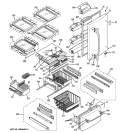 DOORS & SHELVES Diagram and Parts List for GBS20KBRDWW  General Electric Refrigerator
