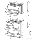 DOORS Diagram and Parts List for HTS17BCSBRWW  Hotpoint Refrigerator