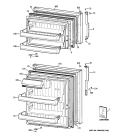 DOORS Diagram and Parts List for HTT16BBSBRWW  Hotpoint Refrigerator