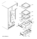 FRESH FOOD SHELVES Diagram and Parts List for HSS22GFTEWW  Hotpoint Refrigerator